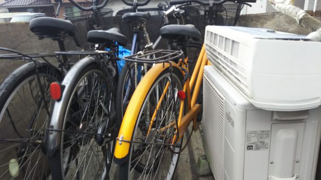 本日、放置自転車回収、エアコン無料回収